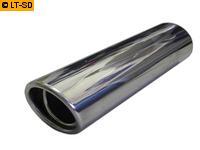 FOX Edelstahl Sportendrohr OVAL 88x74mm Ø - 300mm Länge - Oval, Eingerollt, Abgeschrägt, Mit Absorber - Typ 33