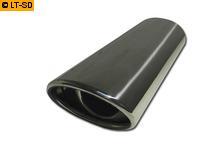 FOX Edelstahl Sportendrohr OVAL 106x71mm Ø - 300mm Länge - Oval, Eingerollt, Abgeschrägt, Mit Absorber - Typ 33