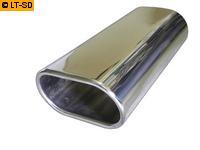 FOX Edelstahl Sportendrohr Flachoval 135x80mm Ø - 300mm Länge - Flachoval, Eingerollt, Abgeschrägt, Ohne Absorber - Typ 52