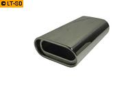 FOX Edelstahl Sportendrohr Flachoval 160x80mm Ø - 300mm Länge - Flachoval, Eingerollt, Abgeschrägt, Mit Absorber - Typ 53