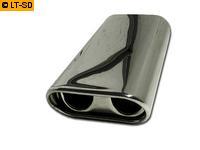 FOX Edelstahl Sportendrohr Flachoval 150x70mm Ø - 300mm Länge - Flachoval, Eingerollt, Mit Doppelrohr-Absorber - Typ 58