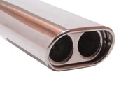 FOX Edelstahl Sportendrohr Flachoval 160x80mm Ø - 300mm Länge - Flachoval, Eingerollt, Mit Doppelrohr-Absorber - Typ 58