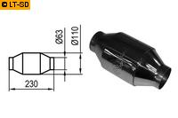 FOX Metall-Katalysator 200 Zellen Länge 230mm AnschlußØ 63mm außen KatØ 110mm innen Edelstahl