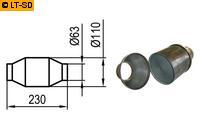 FOX Metall-Katalysator 100 Zellen Länge 230mm AnschlußØ 63mm KatØ 110mm unpoliert