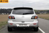 Einzelanfertigung Endschalldämpfer für Mazda 3 Typ BK - Endrohr oval eingerollt ohne Absorber